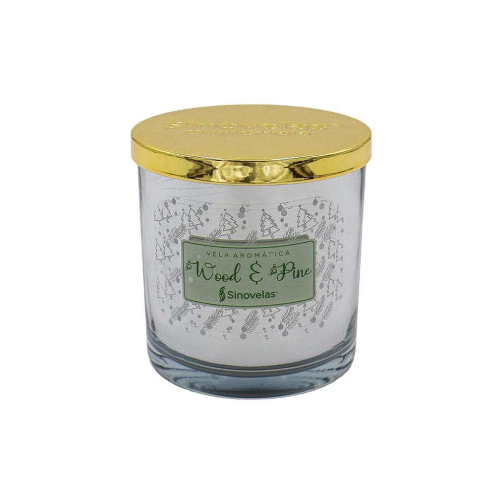 Veladora Tarro Metalizado Wood Pine