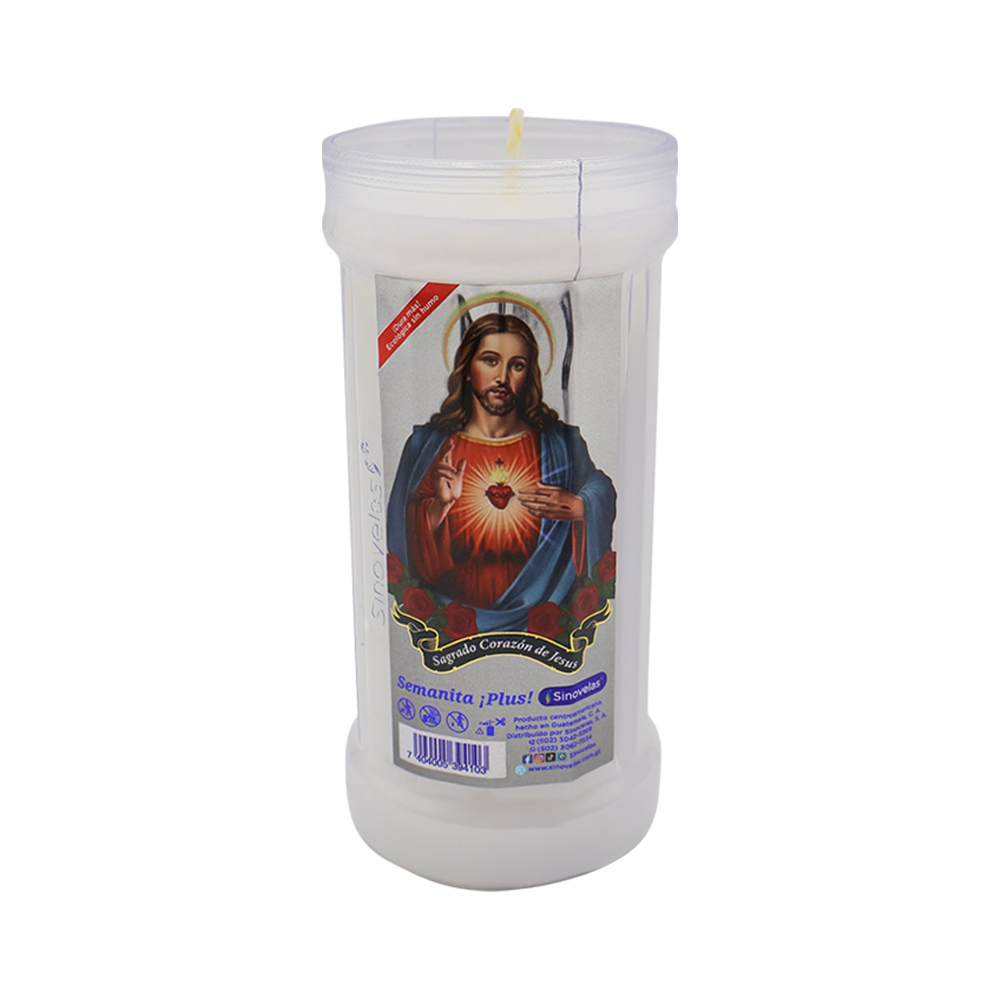 Veladora Sinovelas Semanita Plus Sagrado Corazón de Jesús
