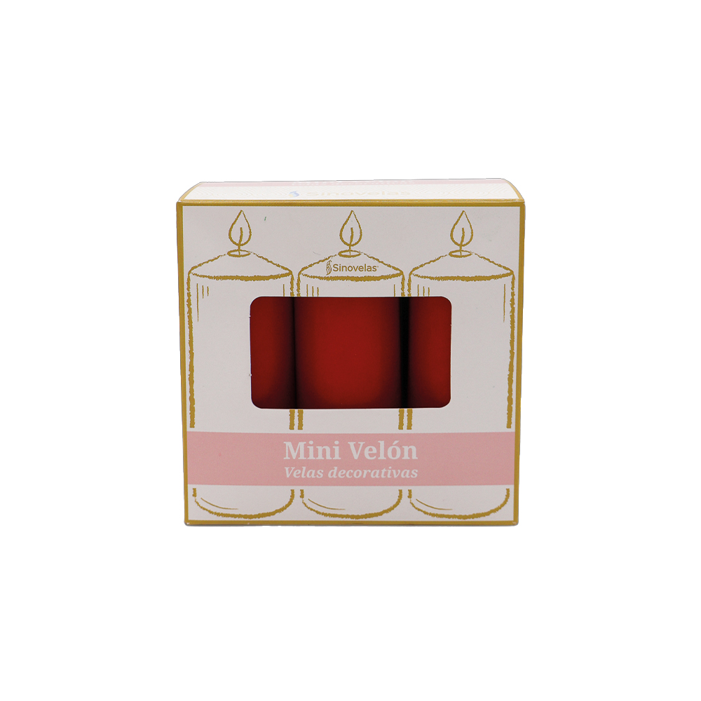 Veladora Mini Velón Rojo. Caja con 6 unidades. image number 1