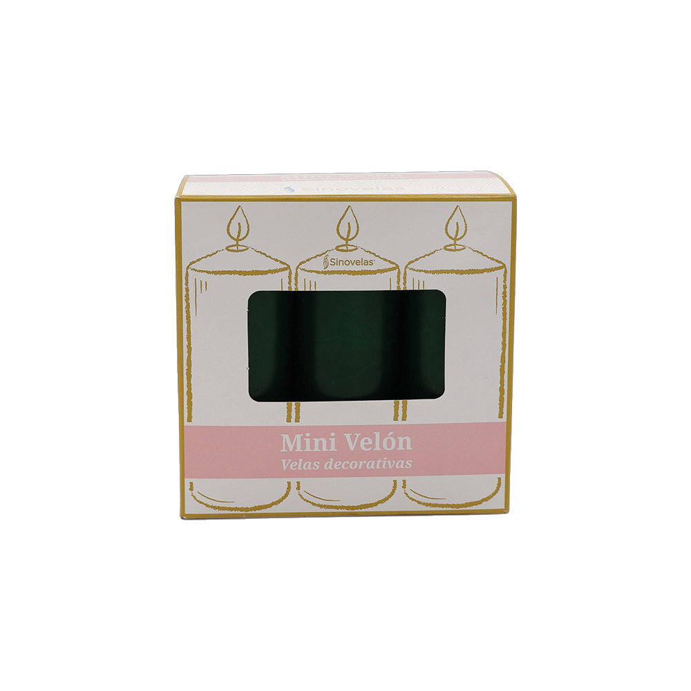 Veladora Mini Velón Verde. Caja con 6 unidades. image number 1