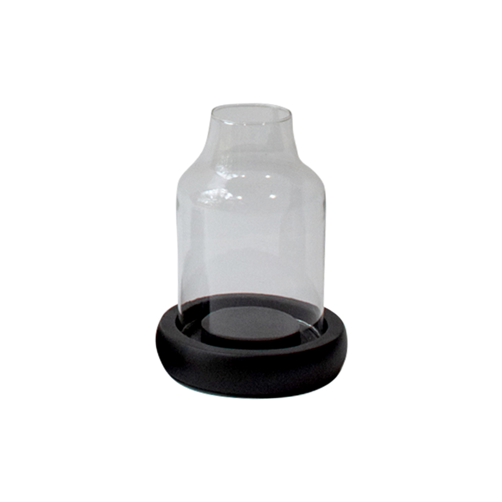 Candelero Cristal Base De Madera Pequeño