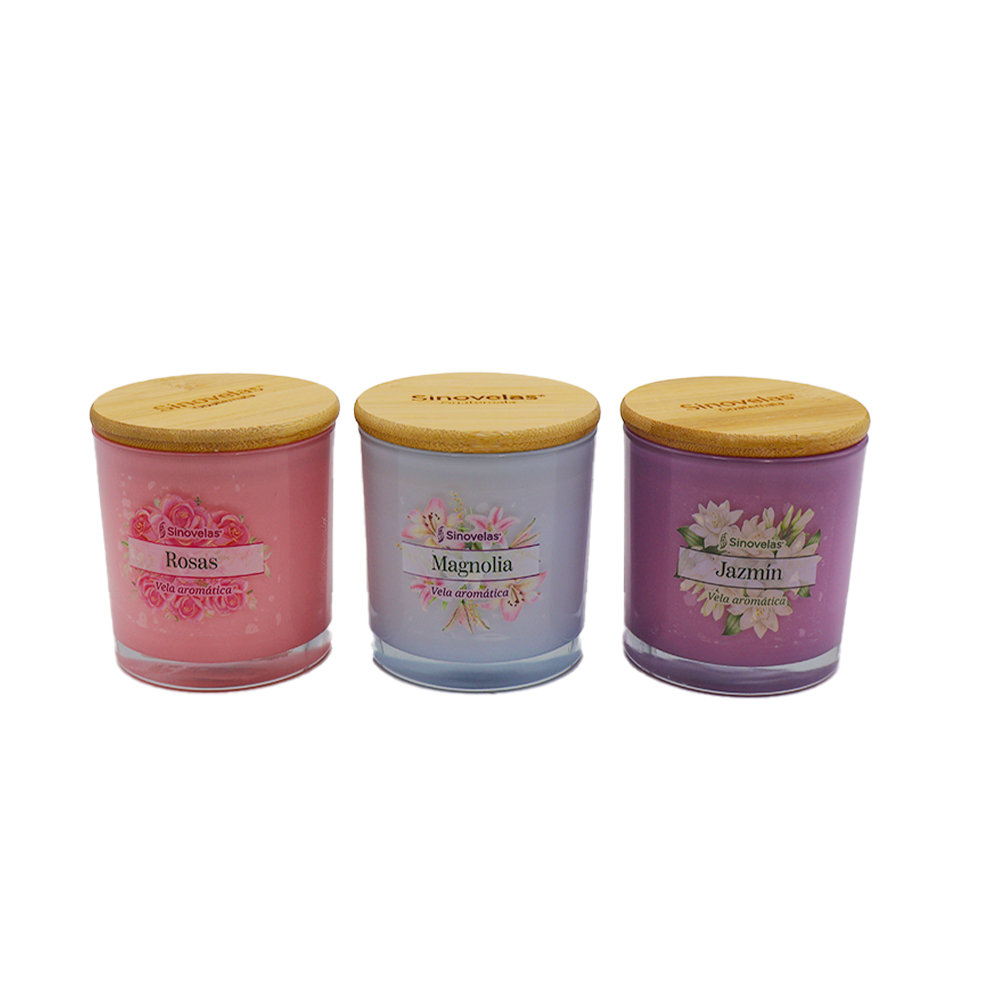 Veladora Sinovelas Tarro 8x8 3 Pack Floral