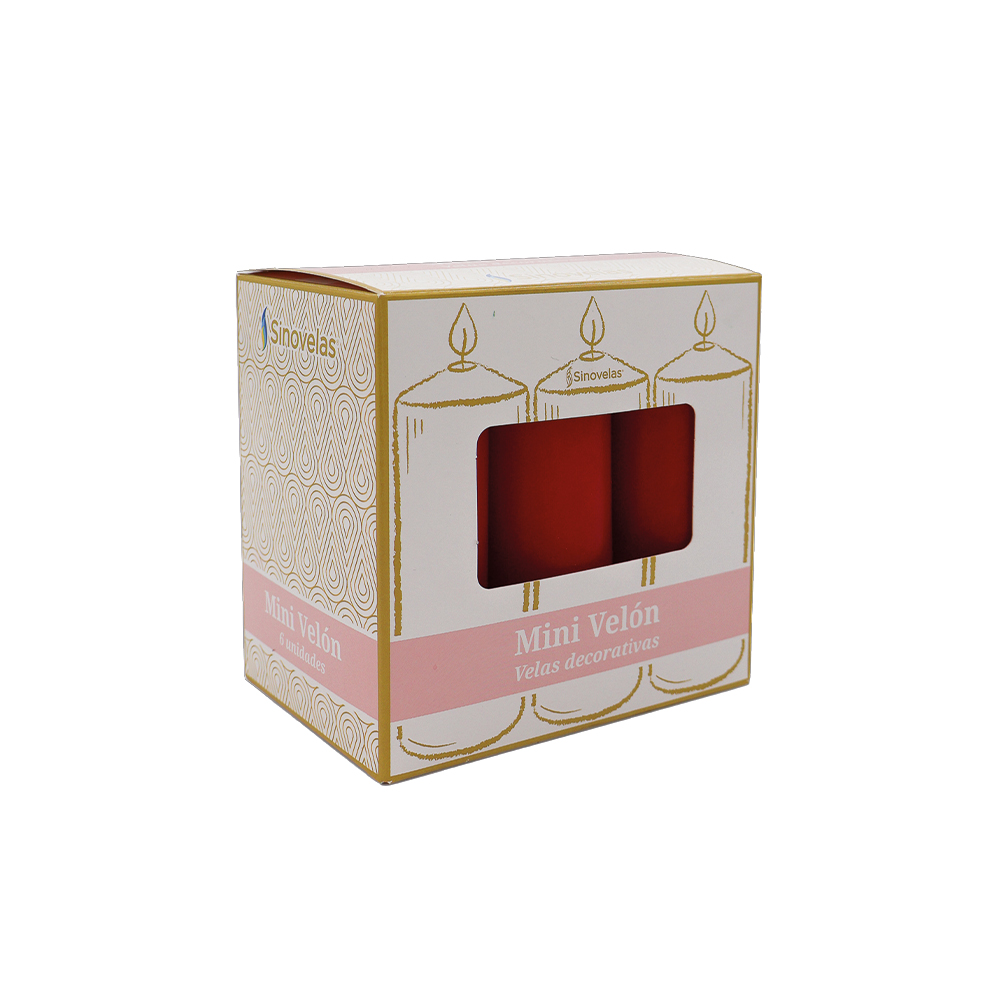 Veladora Mini Velón Rojo. Caja con 6 unidades. image number 2
