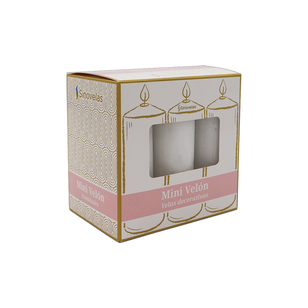 Veladora Mini Velón Blanco. Caja con 6 unidades. image number 2