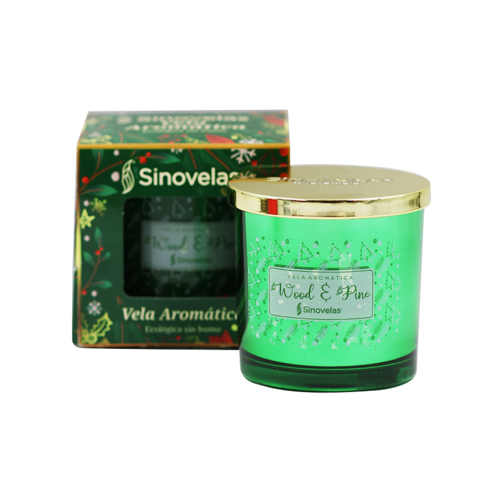 Veladora Tarro Verde Metalizado Wood Pine image number 1