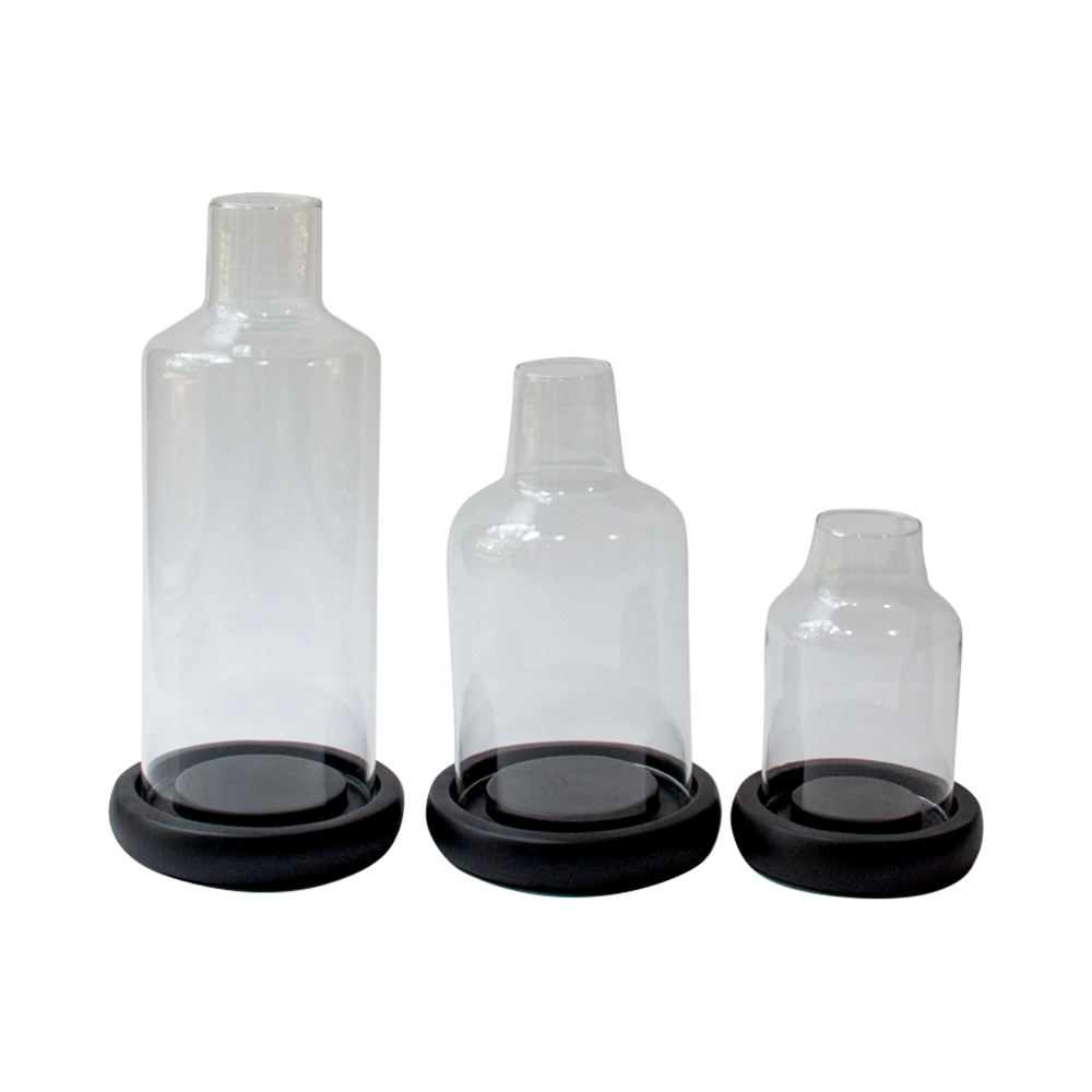 Candelero Cristal Base De Madera Pequeño image number 2