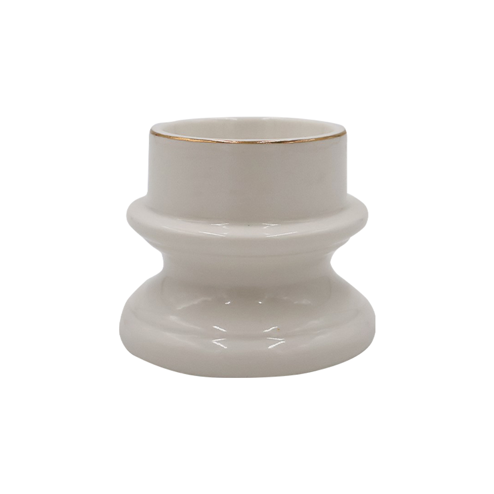 Candelero Tealight Blanco línea dorada