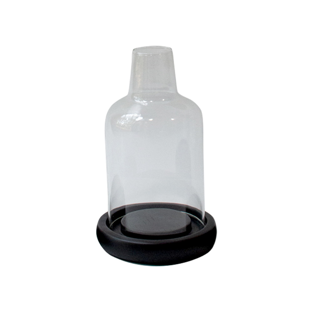 Candelero Cristal Base De Madera Mediano